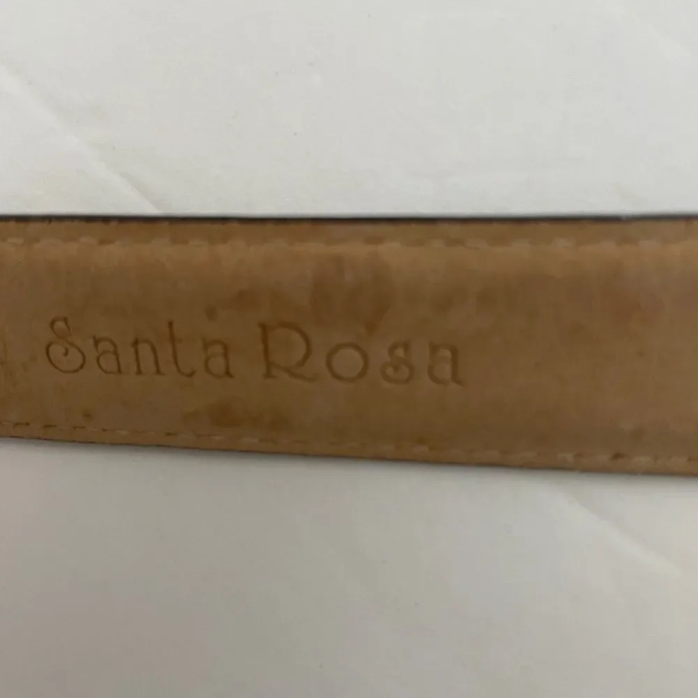 BARSE SANTA ROSE BROWN LEATHER BELT WITH‎ ORNATE SILVER BUCKLE